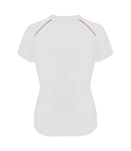 Spiro Womens/Ladies Sports Dash Performance Training T-Shirt (White/Red)