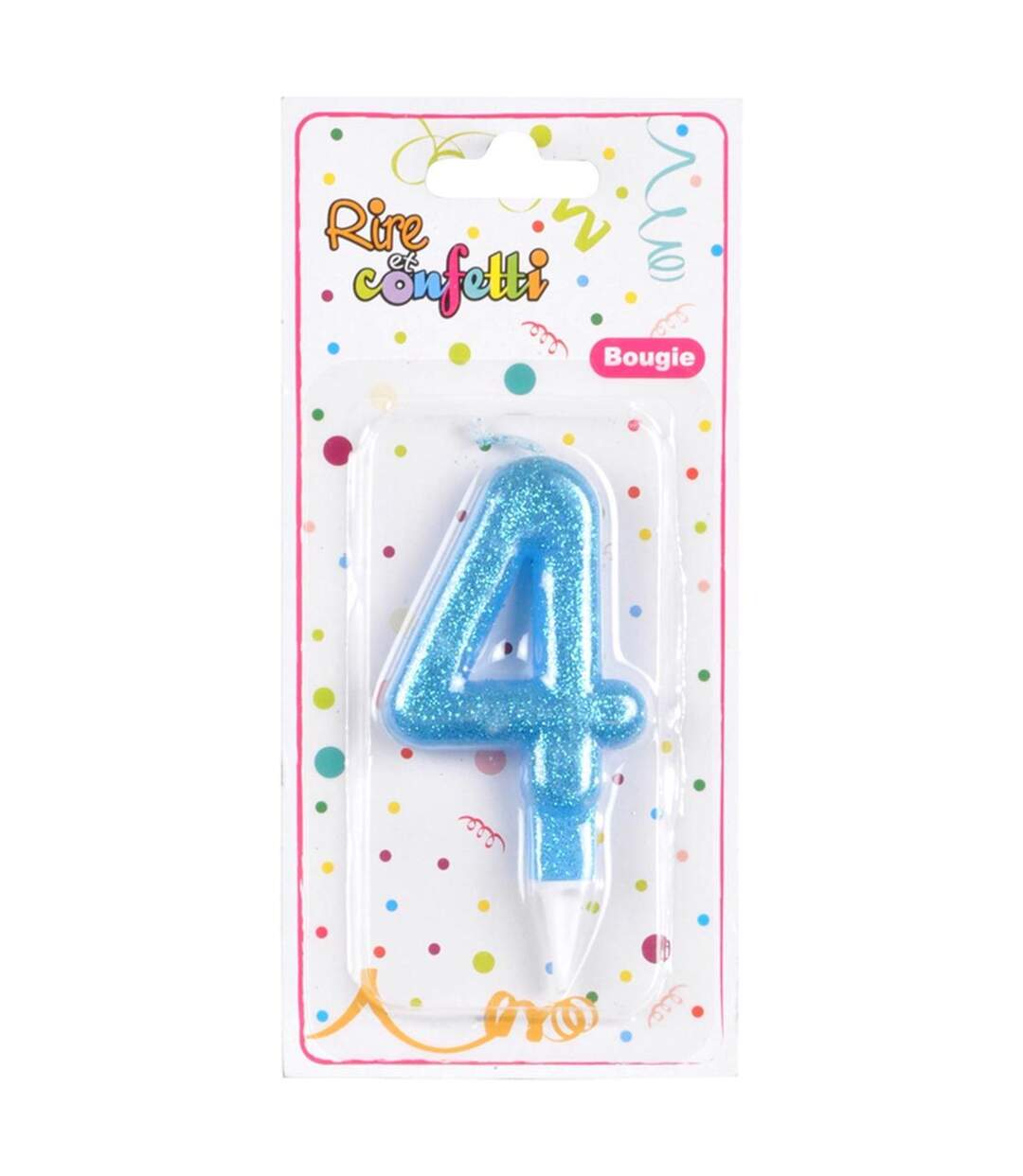 Bougie d'Anniversaire Paillette Chiffre 4 7cm Bleu-2