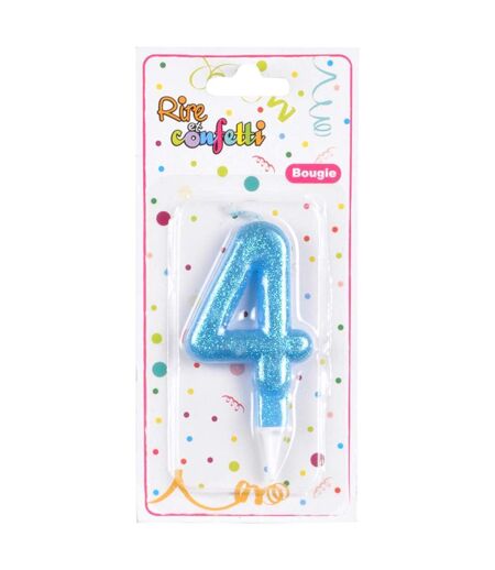 Bougie d'Anniversaire Paillette Chiffre 4 7cm Bleu