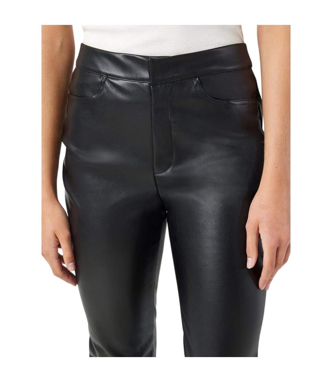 Womens/ladies Faux Leather Chinos Black Noisy May-4
