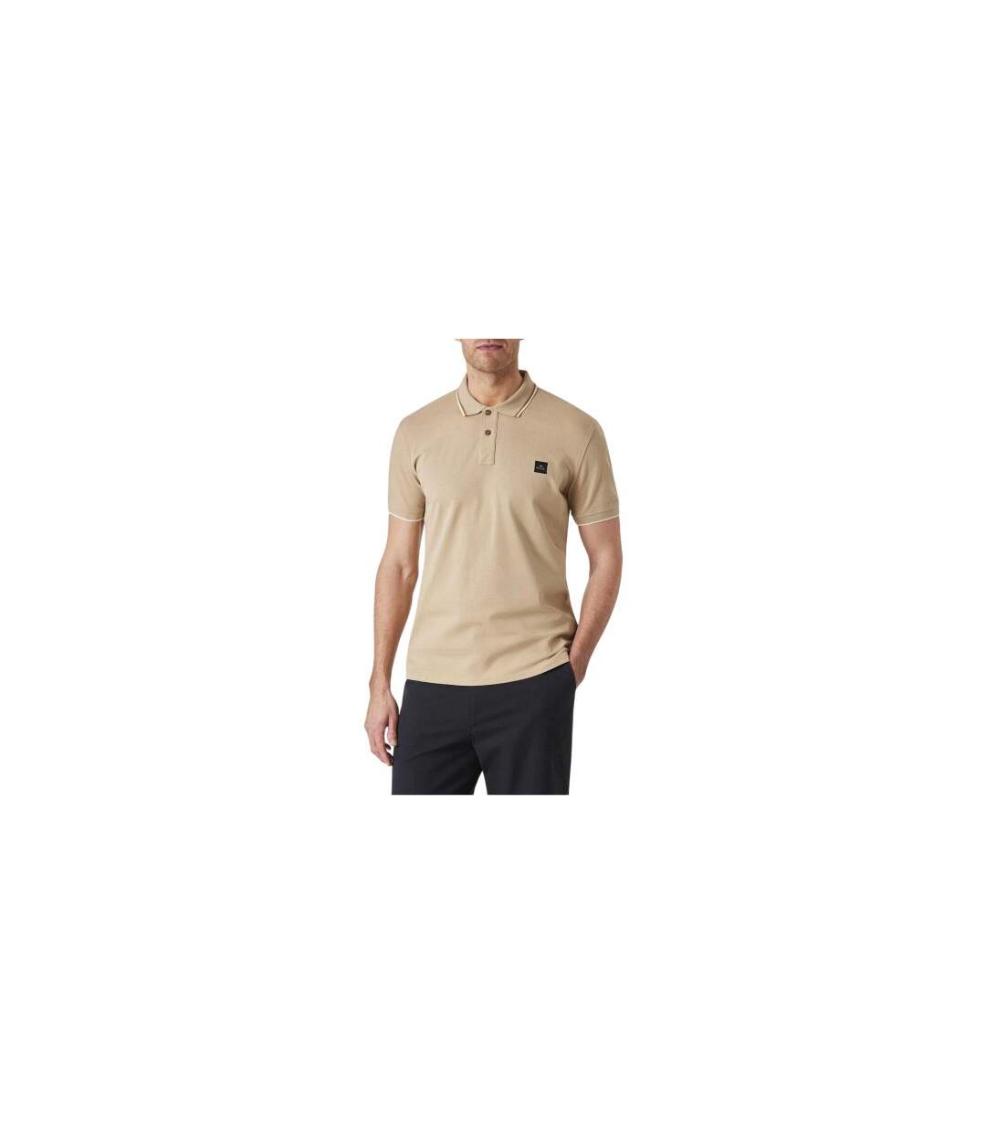 Mens Patch Cotton Logo Polo Shirt Beige Paul Smith-1