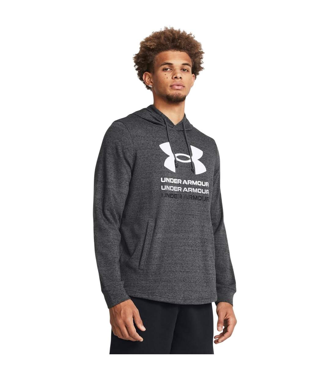 Mens Rival Terry Graphic Hoodie Grey Under Armour-1