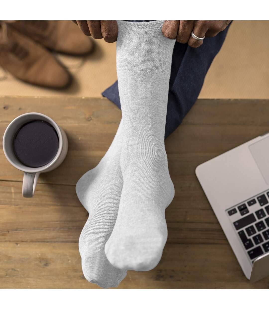 6 Pack Mens Non Elastic Cotton Diabetic Socks with Seamless Toe-4