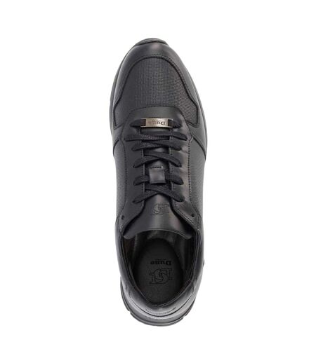 Mens Treats Plain Leather Trainers Black Dune London