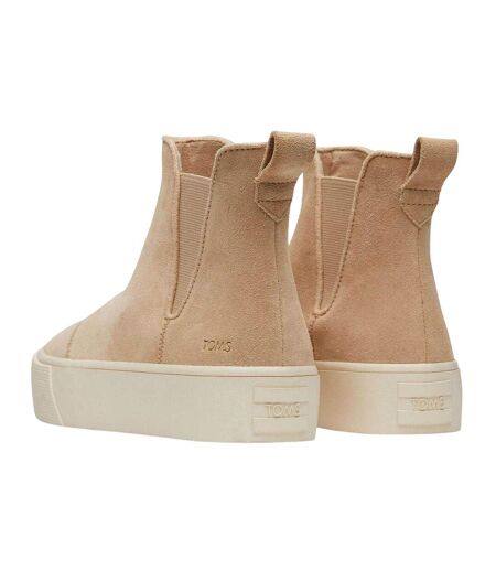 Womens/ladies Suede Platform Chelsea Boots Natural Toms