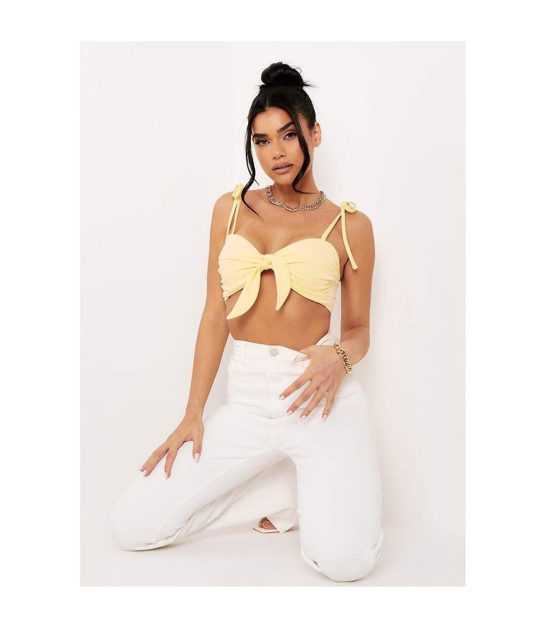 Haut Court Motif/style Lanières Femme Citron Missy Empire-1