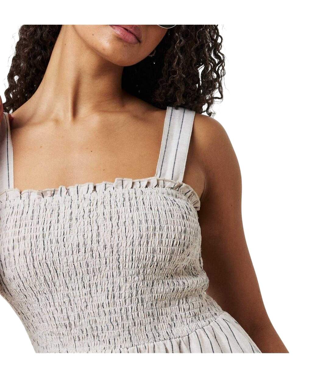 Womens/ladies Striped Shirred Skater Dress Natural Jack Wills-4