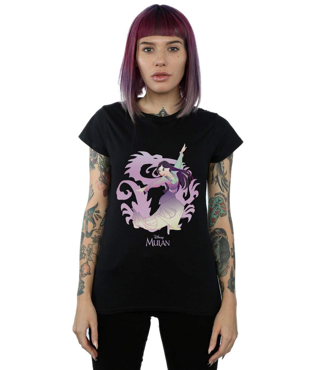 Disney - T-shirt MULAN DRAGON FIGHT - Femme (Noir) - UTBI16036-2
