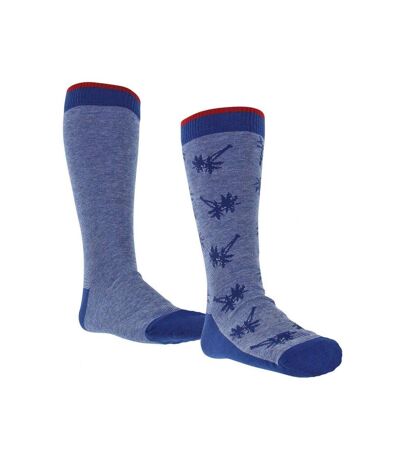 LEVI'S Lot de 2 paires de Chaussettes Mixte Coton STRIPE PALM Bleu