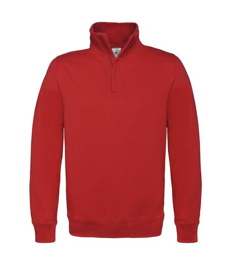 B&C Mens ID.004 1/4 Zip Sweatshirt (Red)