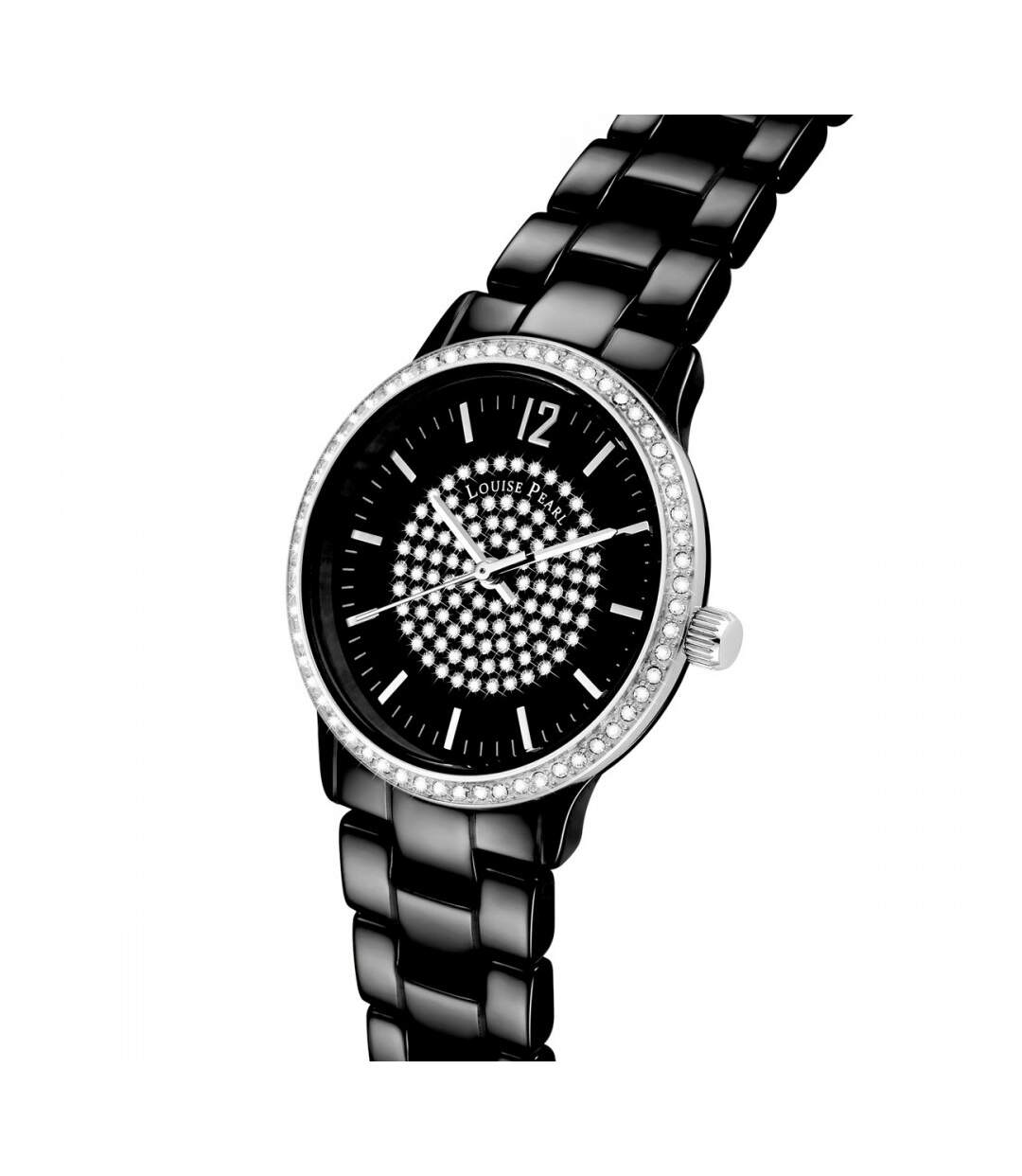 Montre Femme ornée Cristaux Swarovski® Céramique Noire Louise Pearl LP34