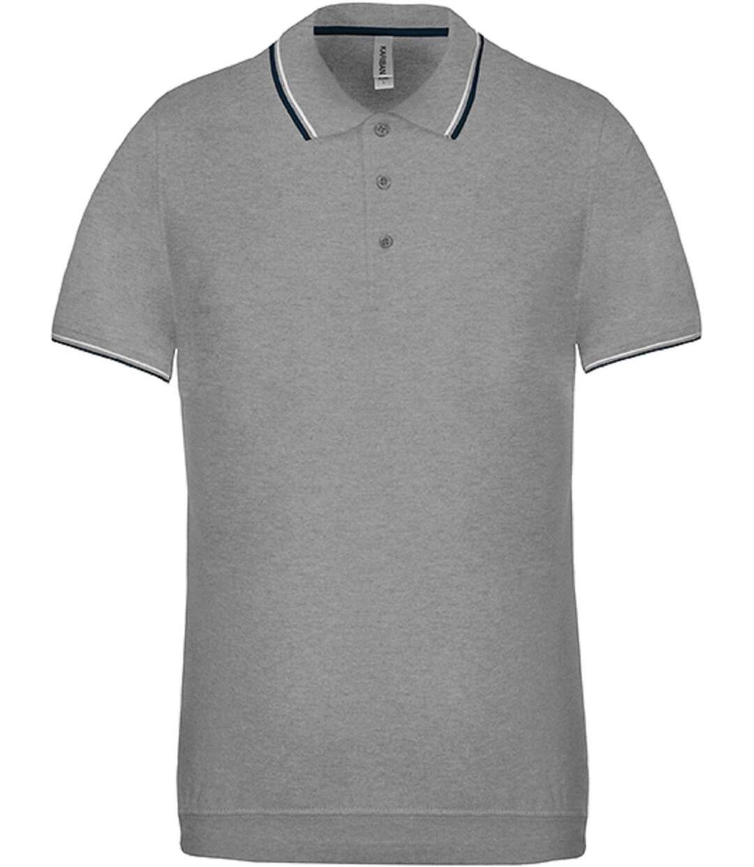 Polo bandes contrastées homme - K250 - gris - manches courtes