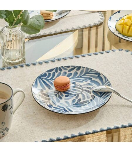 Lot de 6 Assiettes à Dessert Umami Feuille 19cm Bleu