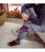 Mens Fleece Lined Non Slip Thick Striped Slipper Socks-5