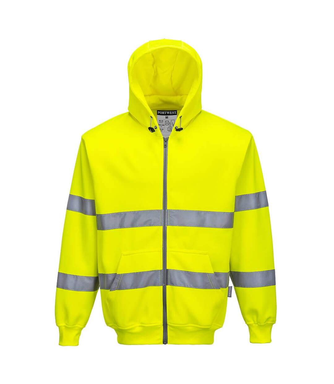 Mens hi-vis full zip hoodie yellow Portwest