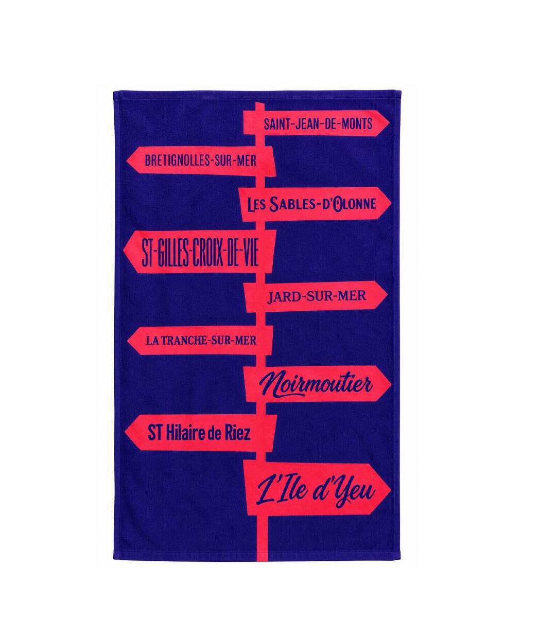 Serviette de plage marine/rouge 90x160 vendee-1