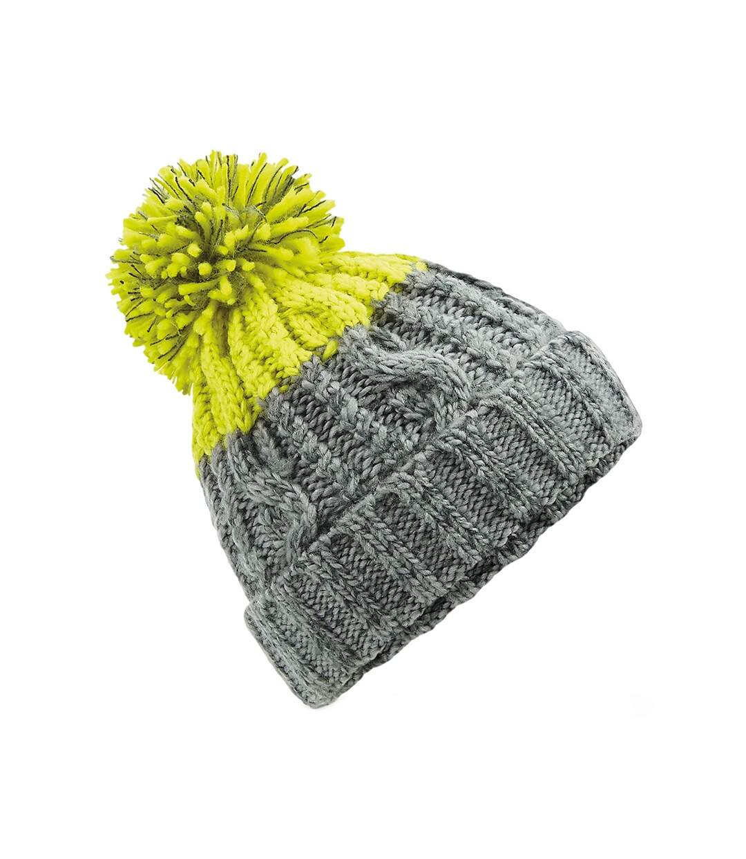 Beechfield Apres Beanie (Light Grey/Citron) - UTPC3947-1