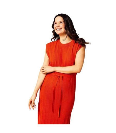 Womens/ladies Zig Zag Maxi Dress Orange Biba