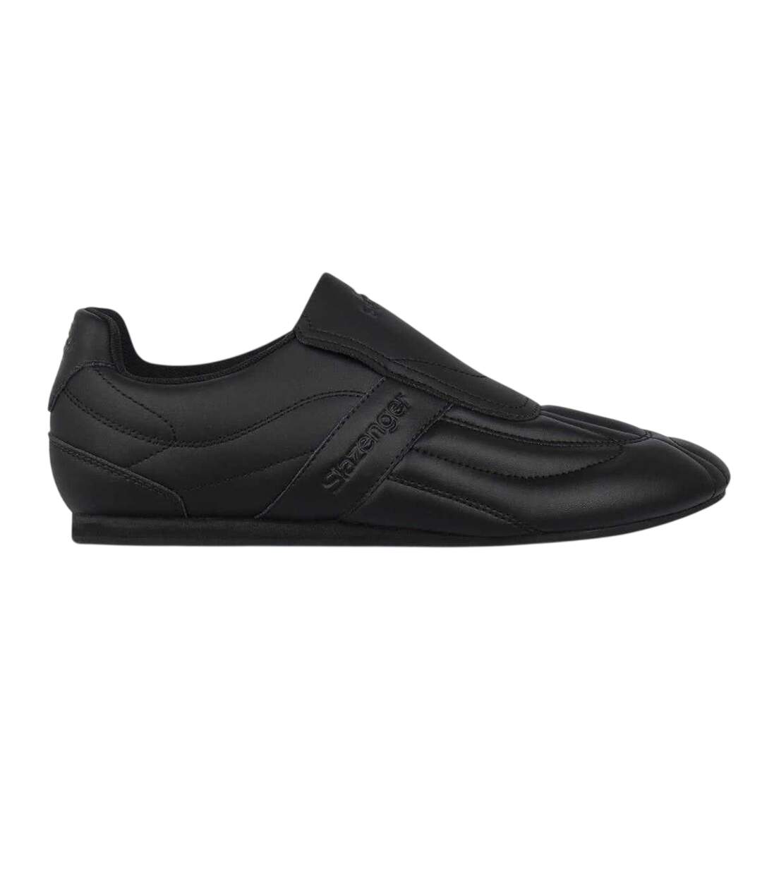 Mens Warrior Leather Slip-on Trainers Black Charcoal Slazenger-1