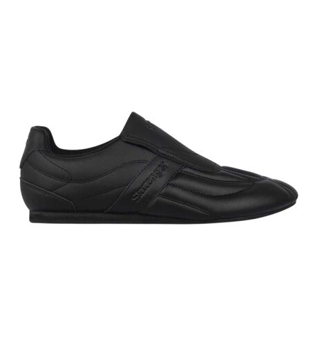 Mens Warrior Leather Slip-on Trainers Black Charcoal Slazenger