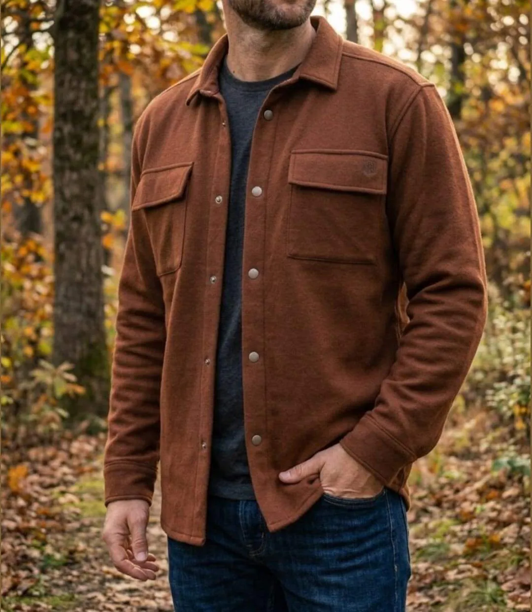 CHALLENGER BASTIEN2 — Surchemise molleton camel : le confort chaud au style décontracté-1