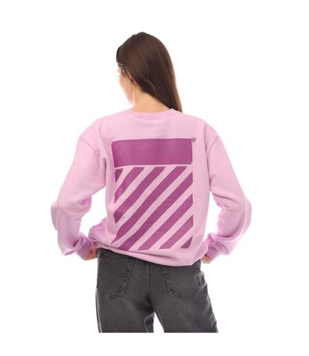 Womens/ladies Diagonal Crew Neck Regular Sweatshirt Lilac Off White
