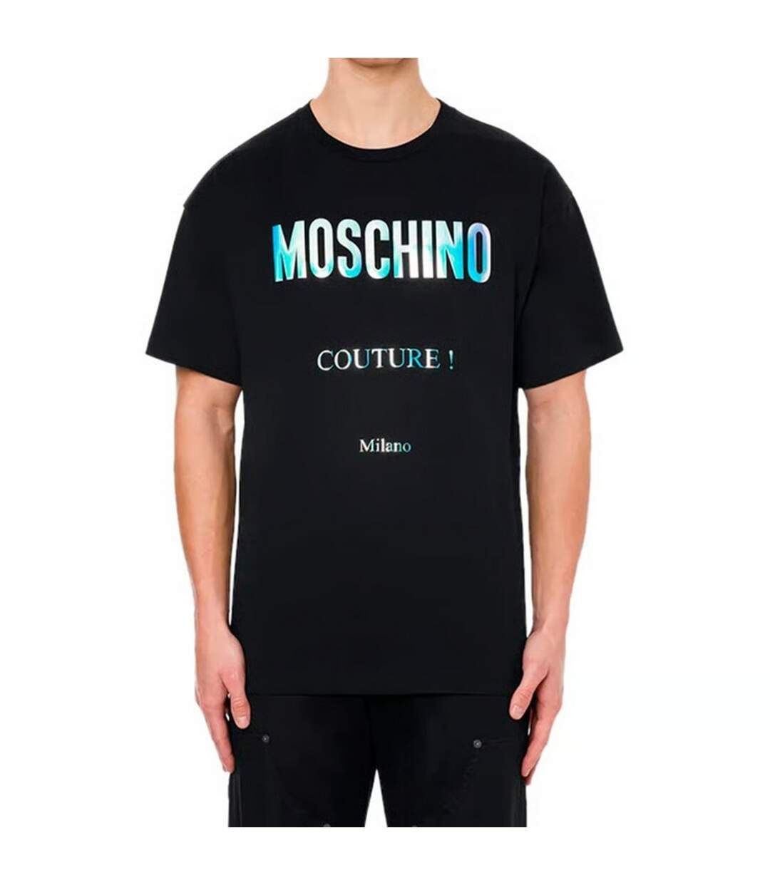 T-shirt Motif/style Réfléchissant Couture Homme Noir Moschino-1