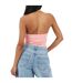 Womens/ladies Halter Neck Sleeveless Crop Top Pink Purple Brave Soul-3