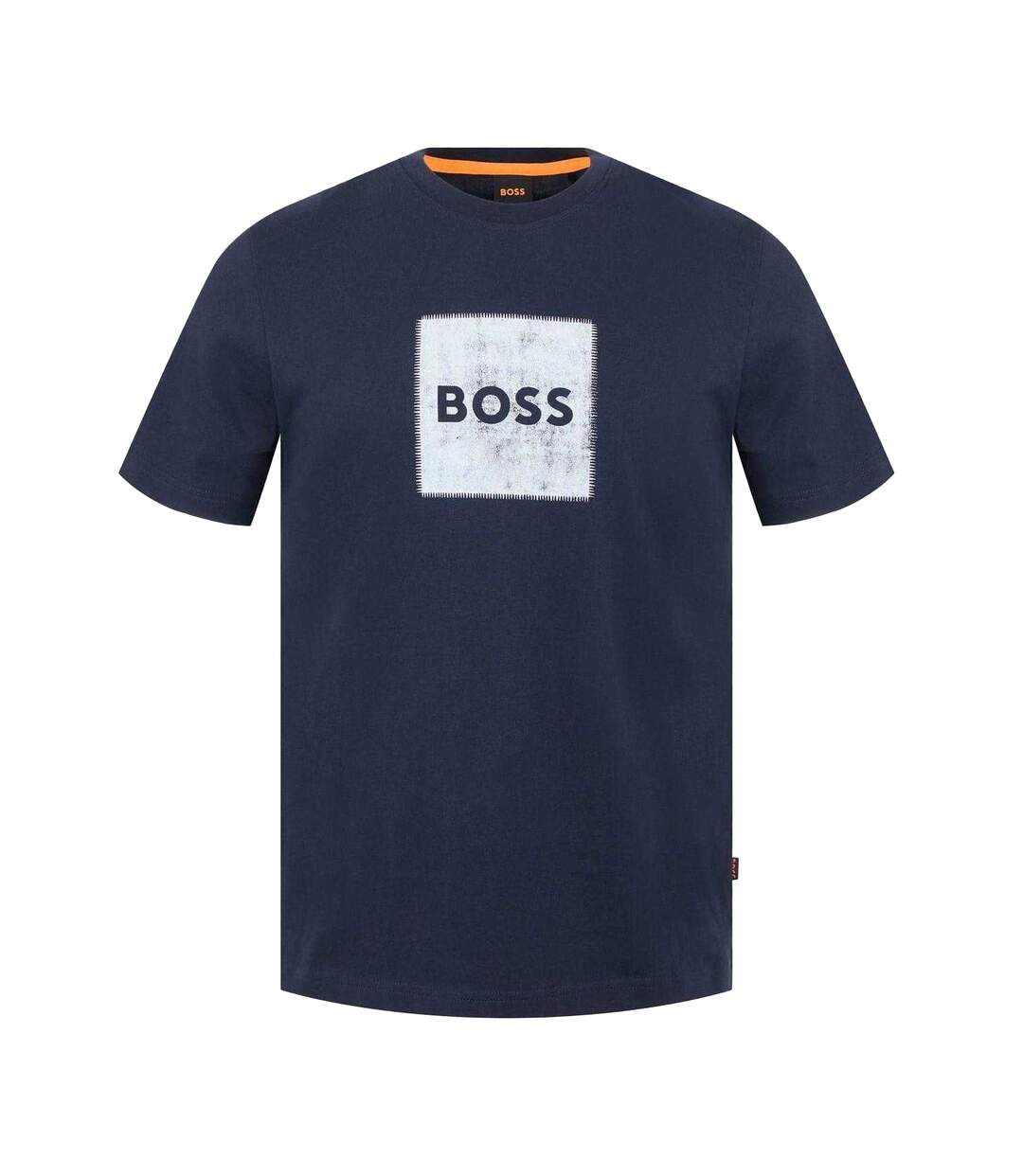 Mens Stitched Cotton Logo T-shirt Navy Boss-1