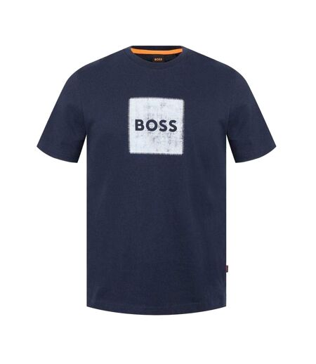 Mens Stitched Cotton Logo T-shirt Navy Boss