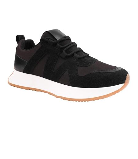 Womens/ladies momentum faux suede trainers black Where´s That From