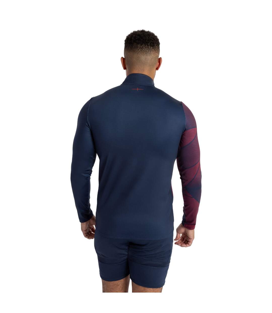 Mens 23/24 england rugby warm up midlayer navy blazer/tibetan red Umbro-4