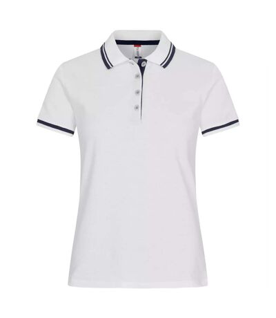Womens/ladies Astoria Polo Shirt White Clique