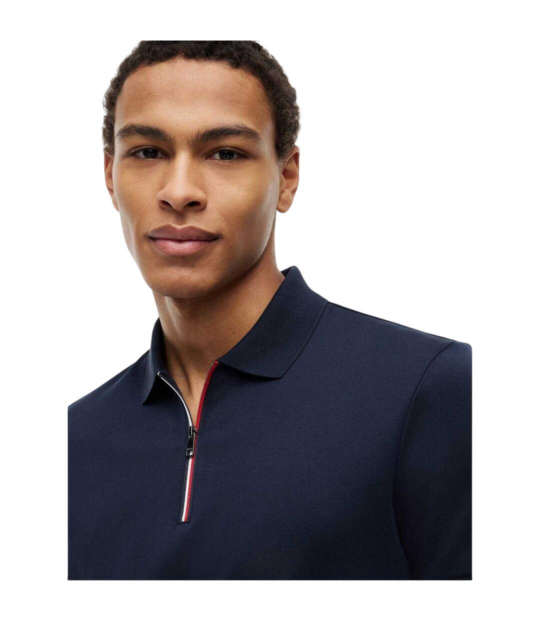 Mens Quarter Zip Regular Polo Shirt Desert Sky Tommy Hilfiger-4