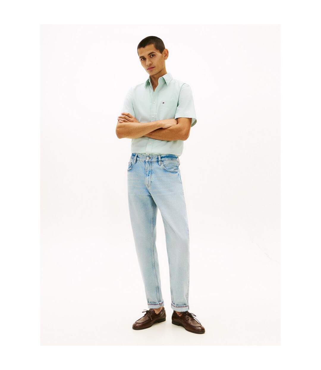 Chemise Manches Courtes Homme Menthe Tommy Hilfiger-4