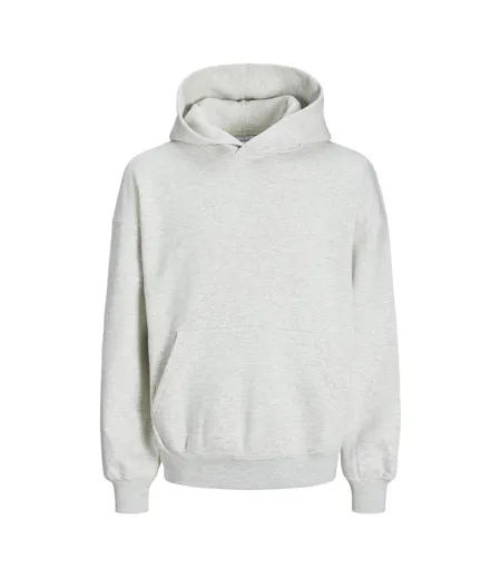 Mens Brushed Hoodie White Melange Jack And Jones