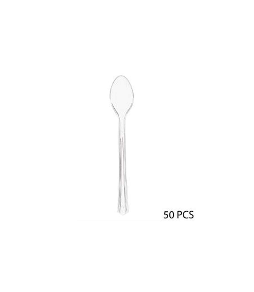 Lot de 50 Cuillères Plastique Réutilisable Amuse-Bouche 9cm Transparent-2