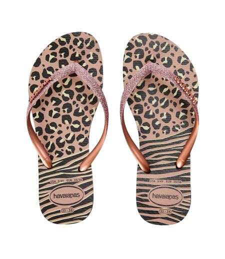 Tongs Motif/style Imprimé Animal Coupe Cintrée Femme Noir Jaune Or Havaianas