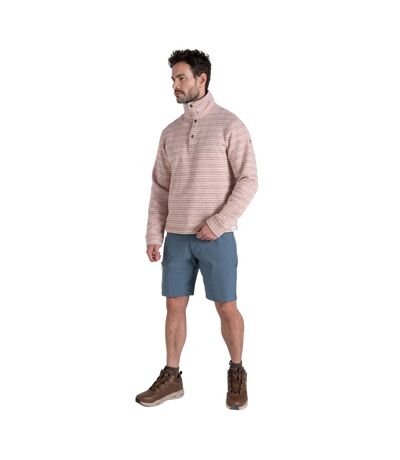 Mens Pelion Stripe Overhead Fleece Top Red Beach Craghoppers