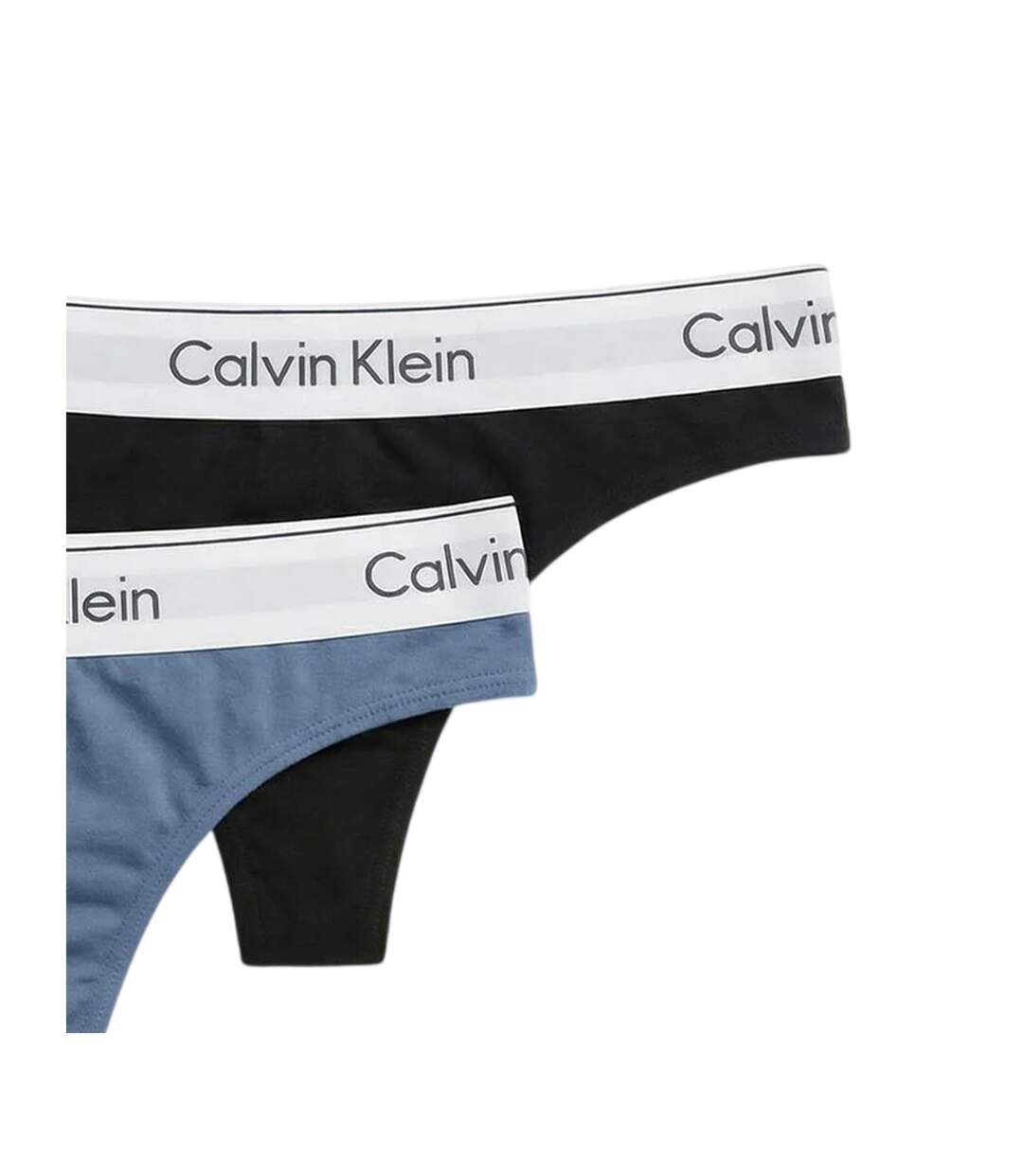 Lot De 2  Strings Motif/style Logo Femme Noir Bleu Calvin Klein-2