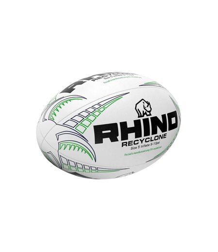 Ballon de rugby recyclone taille 5 blanc / noir / vert Rhino