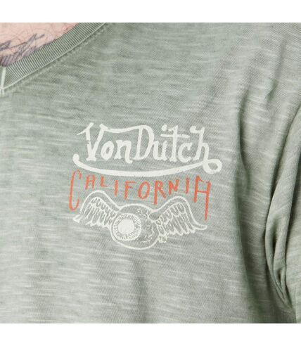 T-shirt homme col V en slub avec traitement et print Naive Vondutch