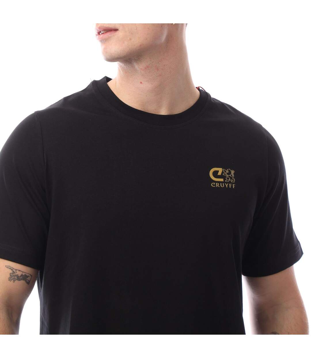 T-shirt Motif/style Holographique Homme Noir Jaune Or Cruyff-2