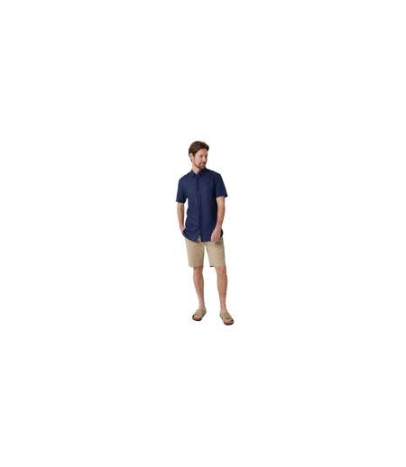 Mens Linen Blend Regular Shirt Navy Saltwell