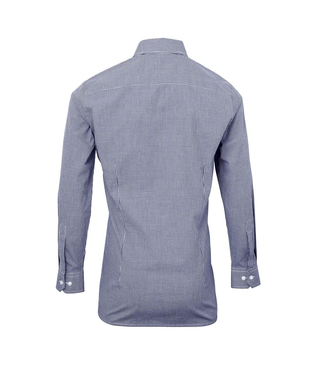 Premier Microcheck - Chemise à manches longues - Homme (Bleu marine/Blanc) - UTRW5526