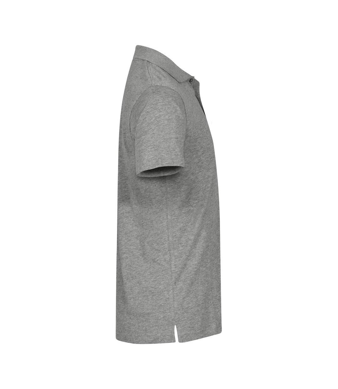Unisex Adult Single Jersey Polo Shirt Grey Melange Clique-4