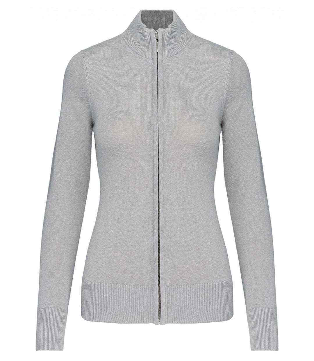 Gilet zippé cardigan K962 - femme - gris