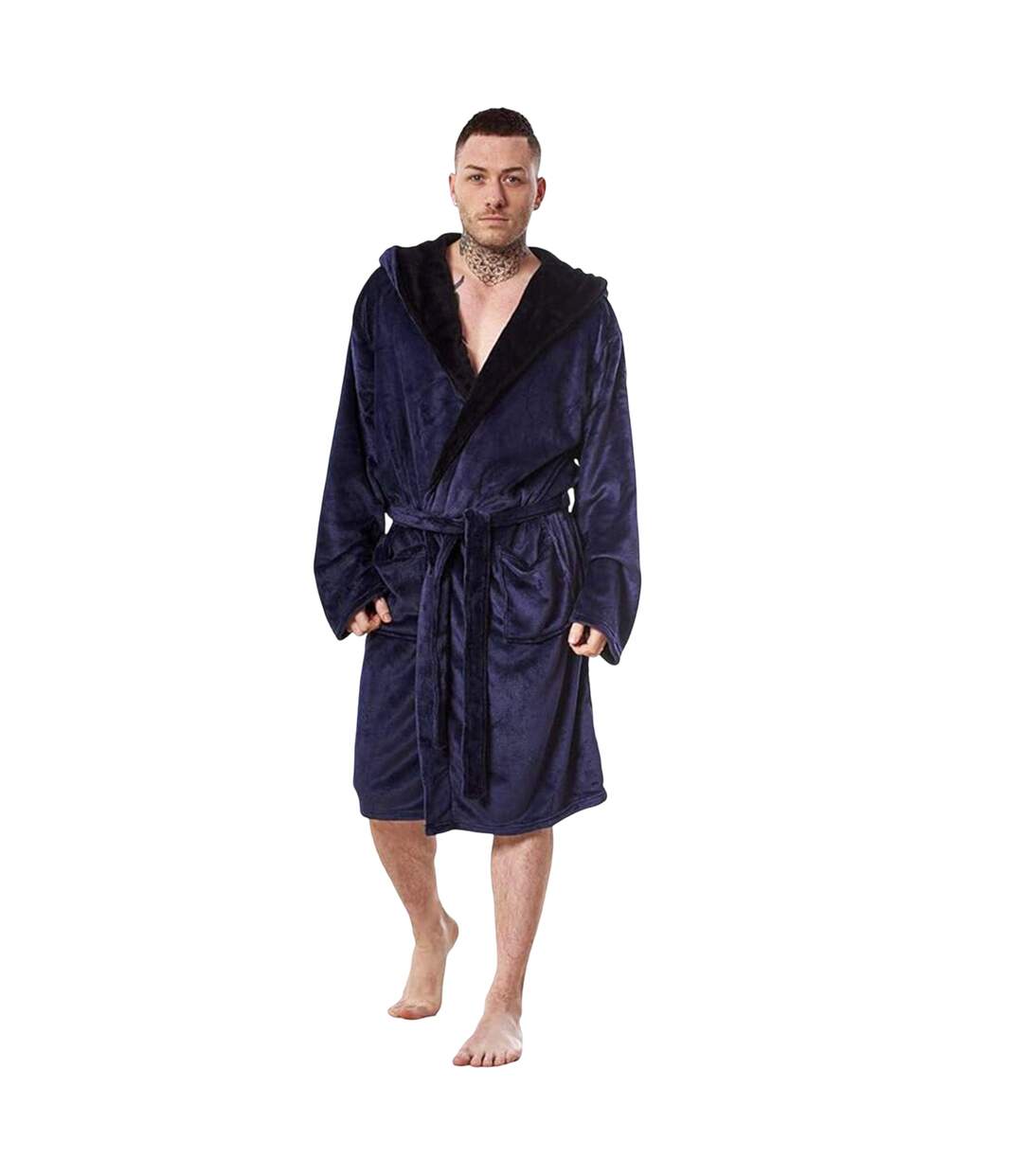 Robe De Chambre Motif/style Tête De Requin Homme Bleu Marine Keanu-1