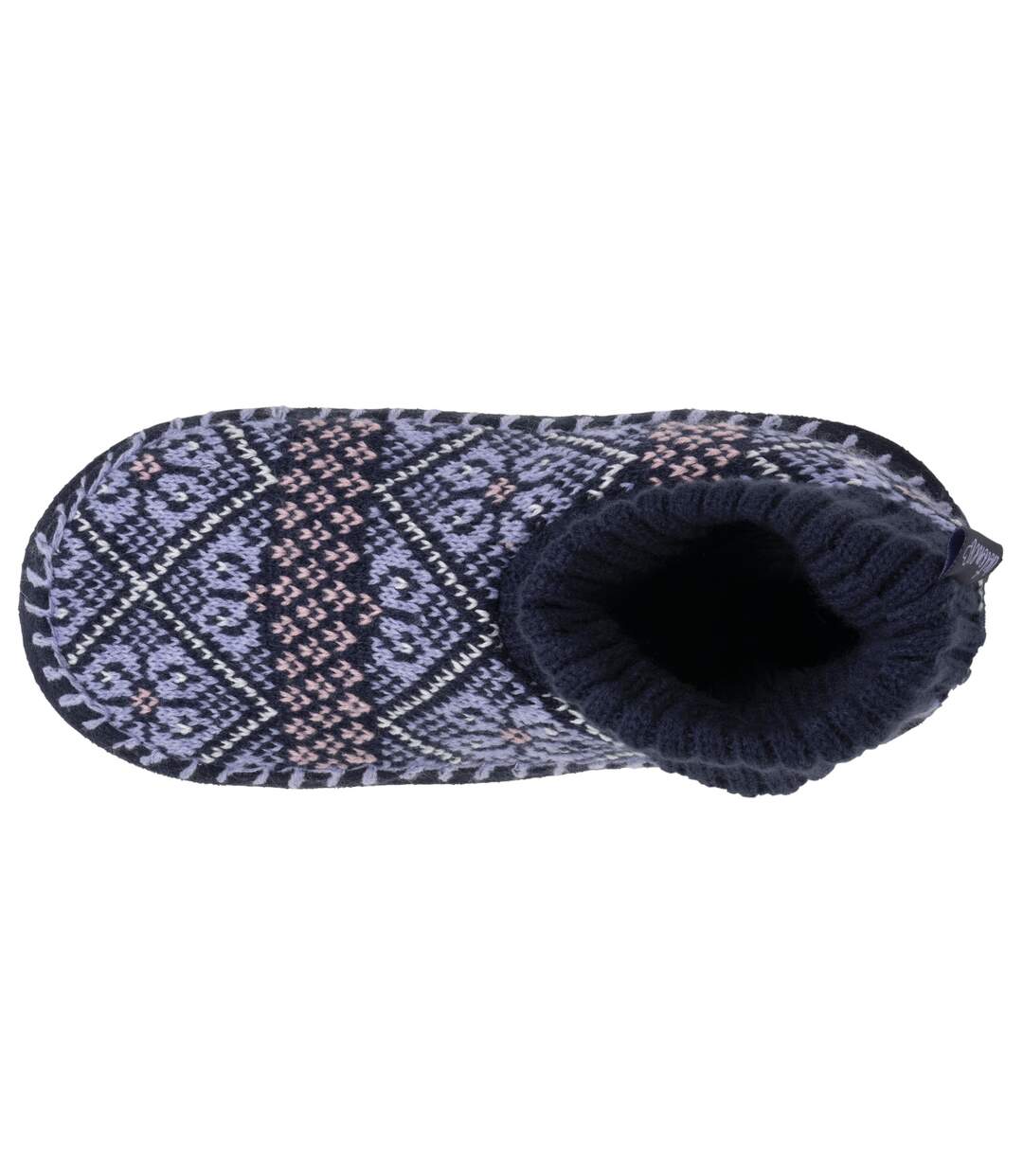 Isotoner Chaussettes d'intérieur femme maille jacquard, picots antidérapants-3