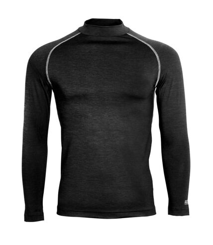 Rhino Mens Thermal Underwear Long Sleeve Base Layer Vest Top (Black Heather)